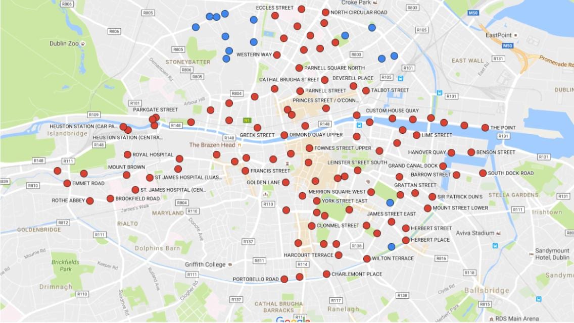 Dublinbikes картата