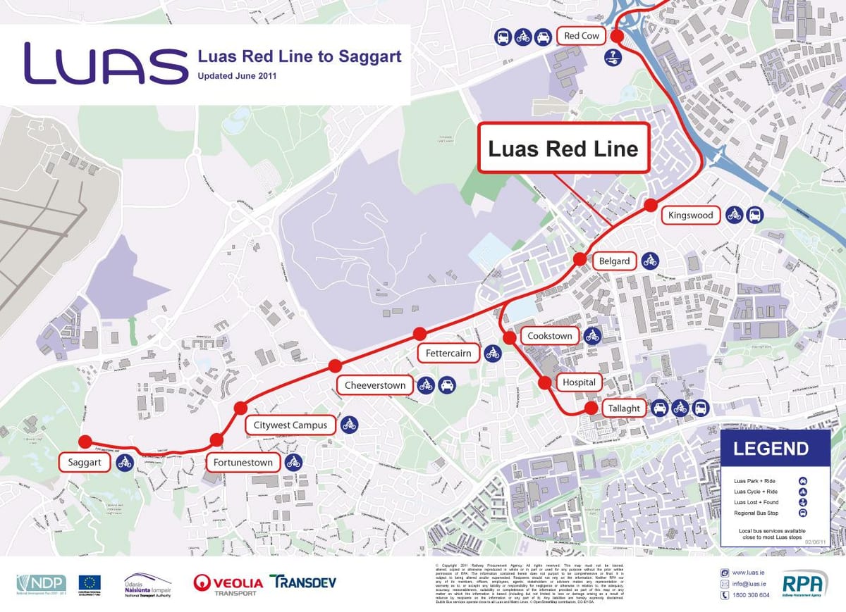 Дъблин Luas картата