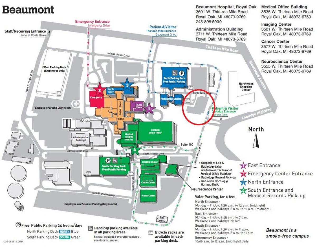 карта на болницата Beaumont
