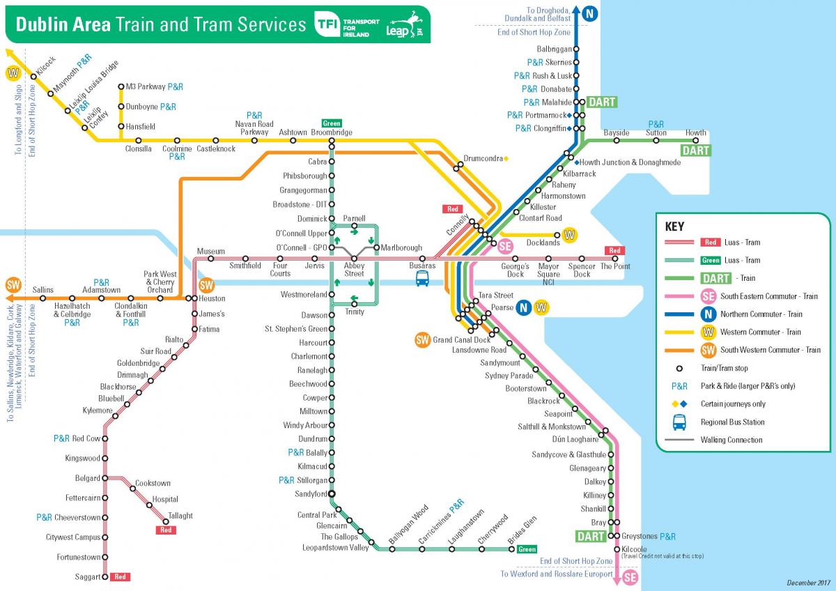 Дъблин обществен транспорт картата